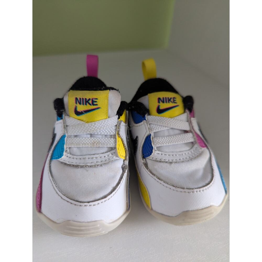 Nike Air Max 90 Crib Bootie Shoe Sneaker Baby Size 2C White W/Yellow Blue Purple